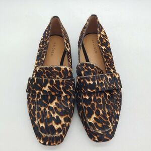 Halogen Shoes Womens Slip On Flats Cushioned Real Cow Fur Dyed Leopard Print‎ 6